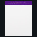 Centre Aligned Plain Texts on Purple Heading of Letterhead<br><div class="desc">Simple and plain texts designs are often easy to understand and remember. Plain texts design heading of letterhead that you can customize to advertise your business or to promote your brand name to customers or clients. Customizable office supply that you can use to build brand name awareness. Design on the...</div>