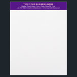 Centre Aligned Plain Texts on Purple Heading of Letterhead<br><div class="desc">Simple and plain texts designs are often easy to understand and remember. Plain texts design heading of letterhead that you can customize to advertise your business or to promote your brand name to customers or clients. Customizable office supply that you can use to build brand name awareness. Design on the...</div>