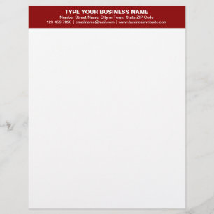 Centre Aligned Plain Texts on Red Heading of Letterhead