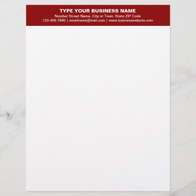 Centre Aligned Plain Texts on Red Heading of Letterhead (Front)