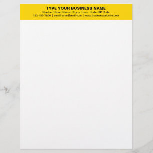 Centre Aligned Plain Texts on Yellow Heading of Letterhead