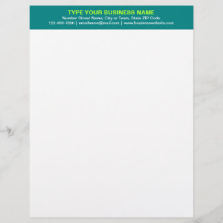Centre Aligned Plain Texts, Teal Green Heading of Letterhead
