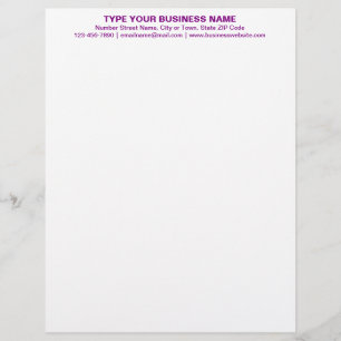 Centre Aligned Purple Plain Texts Heading of Letterhead