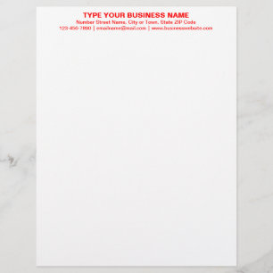 Centre Aligned Red Plain Texts Heading of Letterhead