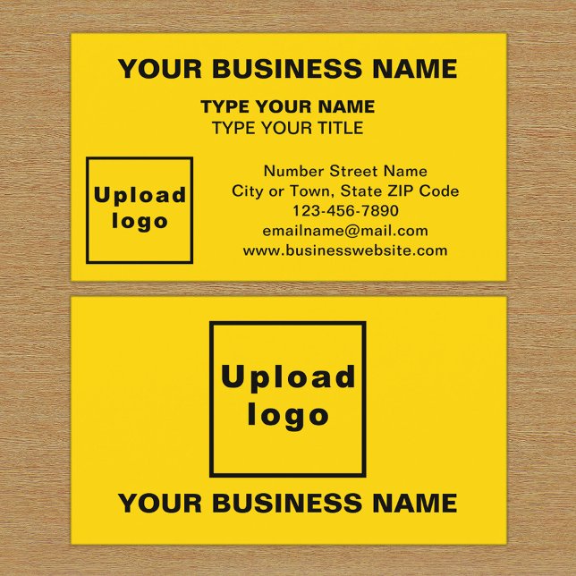 Centre Aligned Style Yellow Business Card (The front and back of the yellow business card)