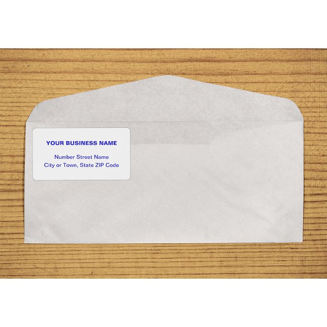 Centre Aligned Text Based in Blue Shipping Label (Center aligned blue plain text business shipping label on envelope)