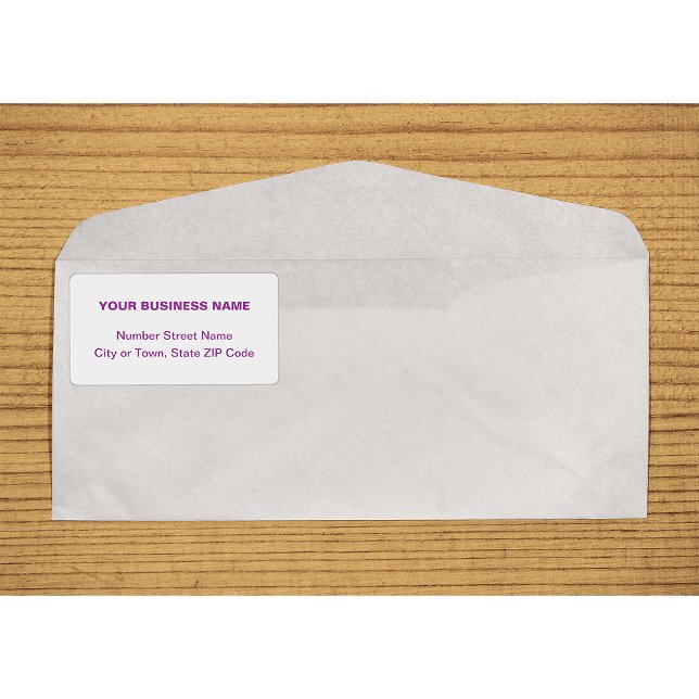 Centre Aligned Text Based in Purple Shipping Label (Center aligned purple plain text business shipping label on envelope)