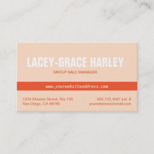 Centre attention orange stripe pink professional business card