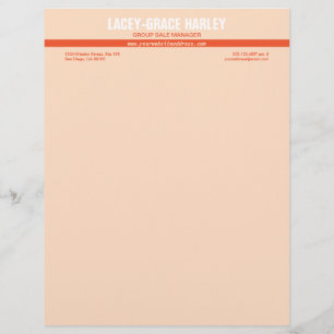Centre attention orange stripe pink professional letterhead