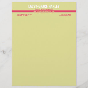Centre attention pink stripe ecru professional letterhead