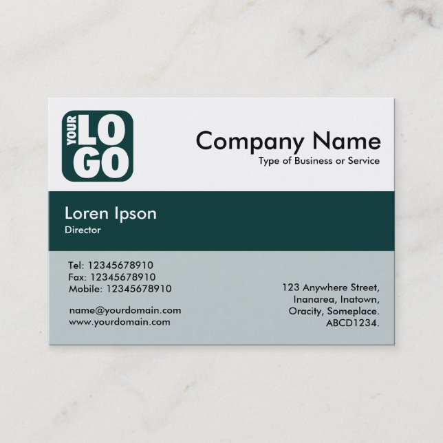 Centre Band Colours - Dark Green - Your Logo Business Card (Front)