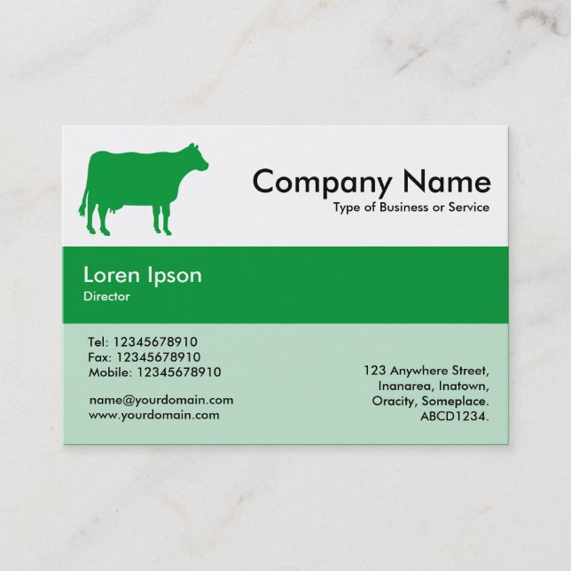 Centre Band Colours - Grass Green - Cow Business Card (Front)