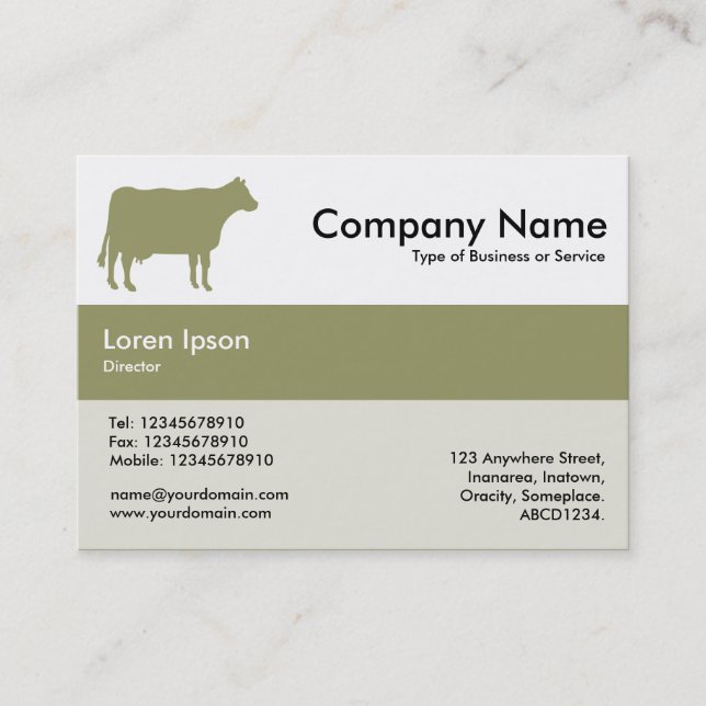 Centre Band Colours - Khaki - Cow Business Card (Front)