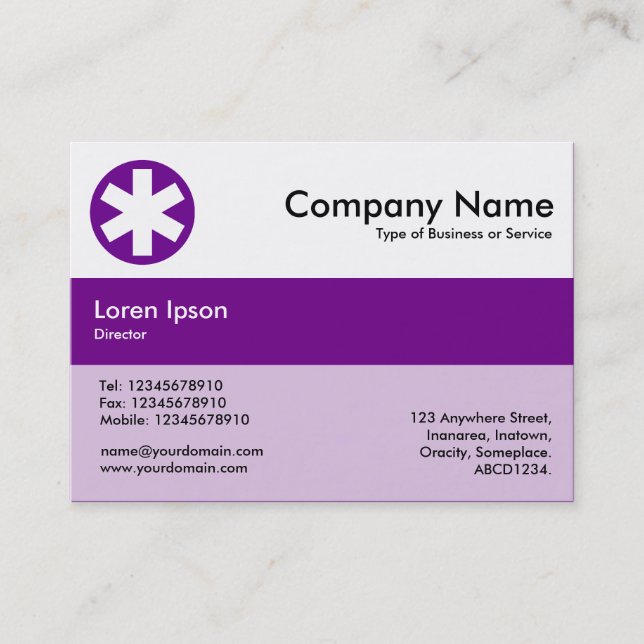 Centre Band Colours - Purple - Asterisk Business Card (Front)