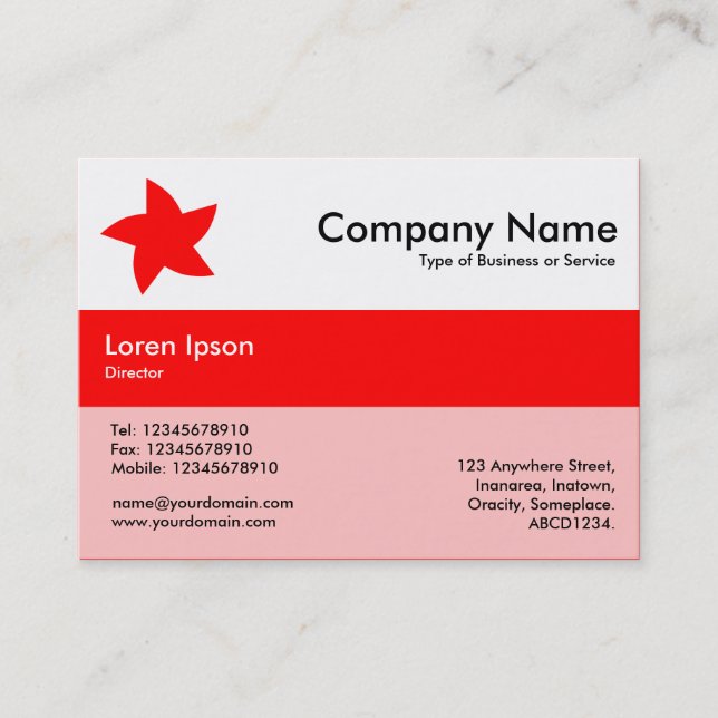 Centre Band Colours - Red - Rotating Star Business Card (Front)