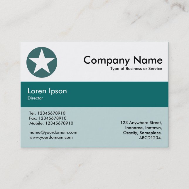 Centre Band Colours - Teal - Star Business Card (Front)