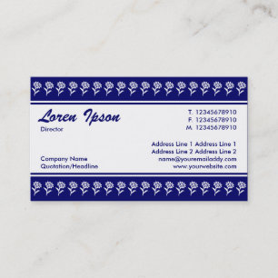 Centre Band (Flower Border) - Dark Blue Business Card