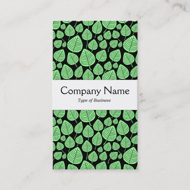 Centre Band - Leaves - Mint Green on Black Business Card (Front)