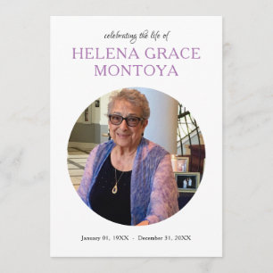 centre circle photo memorial invitation