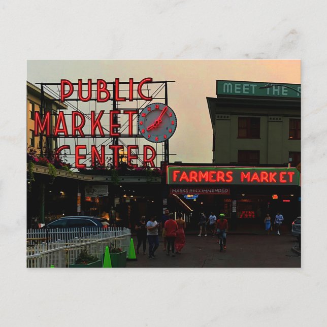 Centre du marché public de Seattle No 1 Carte post (Devant)