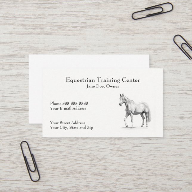 Centre équestre Carte de visite des tables d'équit (Devant/Arrière en situation)