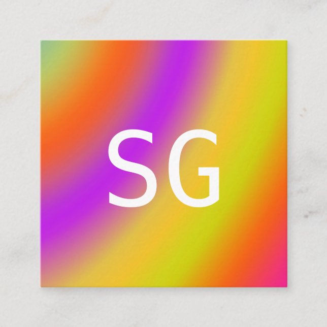 Centre Initials - Square - Soft Colours Square Business Card (Front)