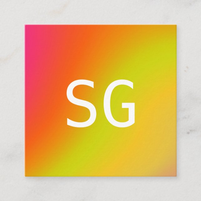 Centre Initials - Square - Soft Colours Square Business Card (Front)