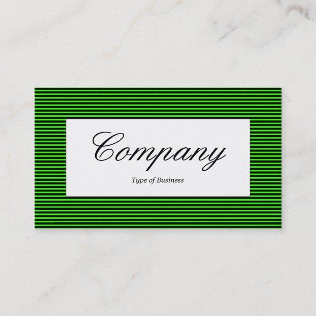 Centre Label - Lined Pattern - Black and Green Business Card (Front)