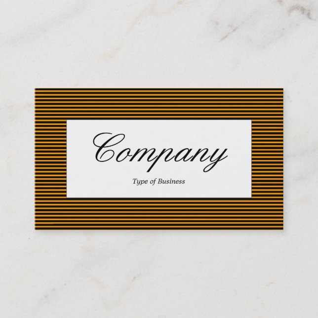 Centre Label - Lined Pattern - Black and Orange Business Card (Front)