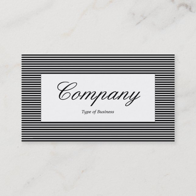 Centre Label - Lined Pattern - Black and White Business Card (Front)