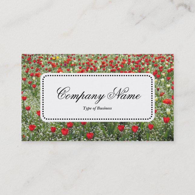 Centre Label v5 - Bed of Tulips Business Card (Front)