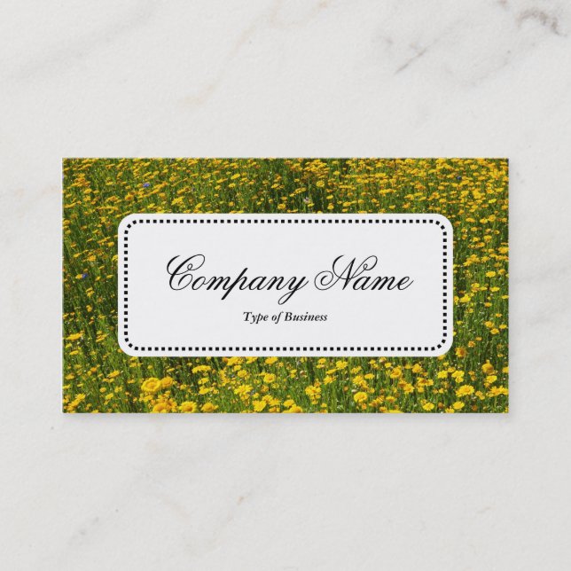Centre Label v5 - Bed of Yellow Daisies Business Card (Front)