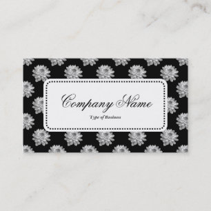 Centre Label v5 - Chrysanthemum Pattern B&W Business Card