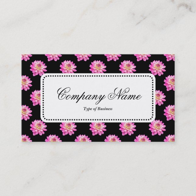 Centre Label v5 - Chrysanthemum Pattern on Black Business Card (Front)