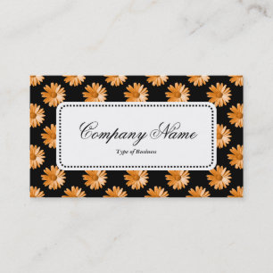Centre Label v5 - Daisies - Lt Orange on Black Business Card