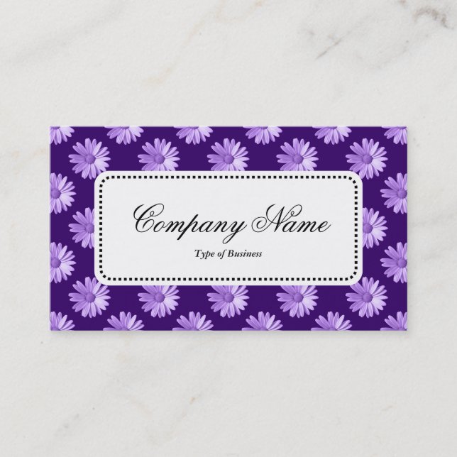 Centre Label v5 - Daisies - Purple Business Card (Front)