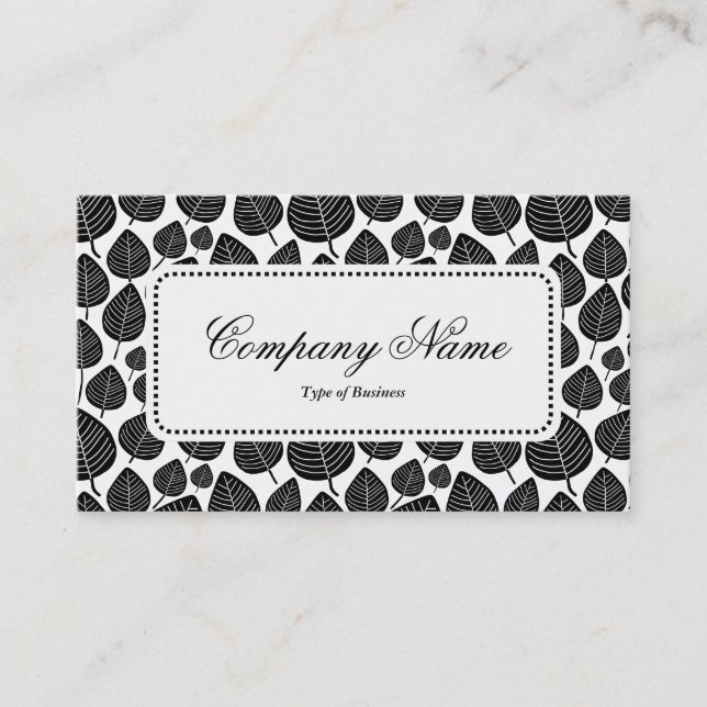 Centre Label v5 - Leaf Pattern 02 - Black Business Card (Front)