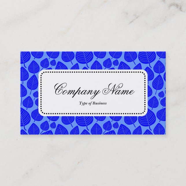 Centre Label v5 - Leaf Pattern 02 - Blue Shades Business Card (Front)