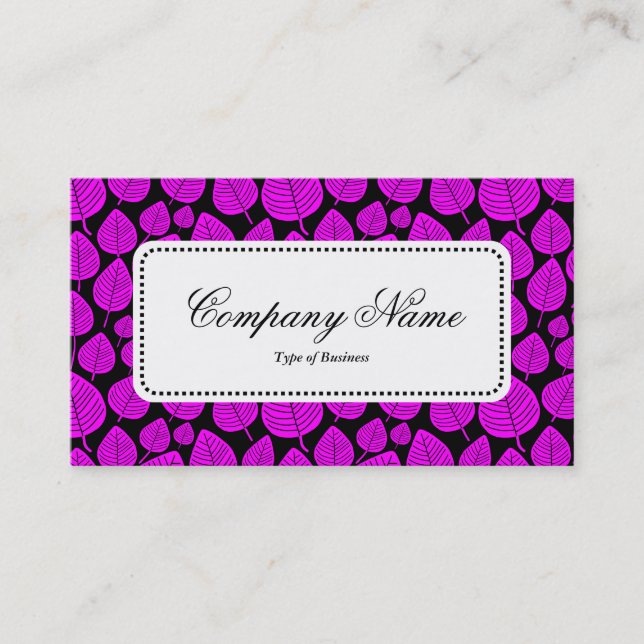 Centre Label v5 - Leaf Pattern 02 - Magenta Business Card (Front)