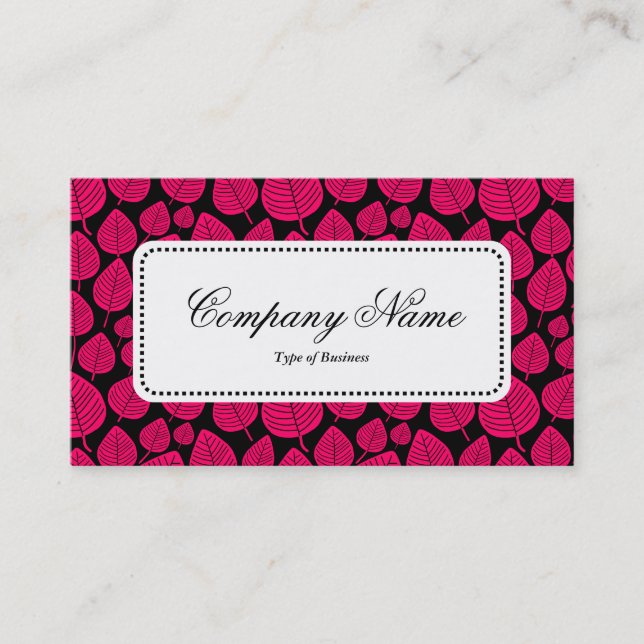 Centre Label v5 - Leaf Pattern 02 - Neon Red Business Card (Front)