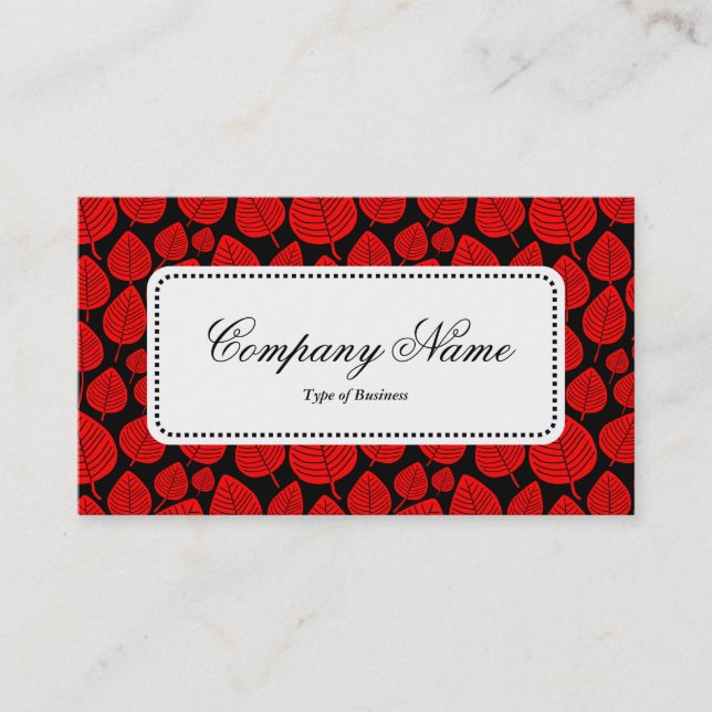 Centre Label v5 - Leaf Pattern 02 - Red Business Card (Front)