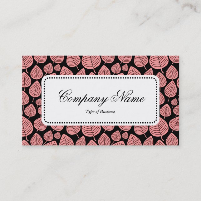 Centre Label v5 - Leaf Pattern 02 - Soft Pink Business Card (Front)