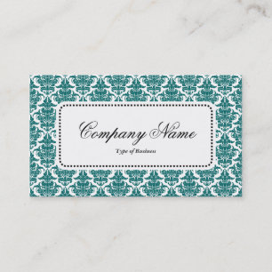 Centre Label v5 - Moss Green Damask Business Card