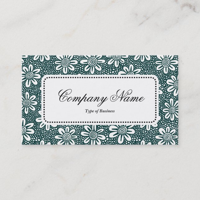 Centre Label v5 - Pattern 140617 - Dk Green Business Card (Front)