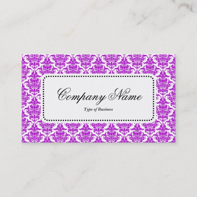 Centre Label v5 - Purple Damask Business Card (Front)