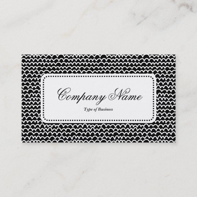 Centre Label v5 - Wavy - White on Black Business Card (Front)