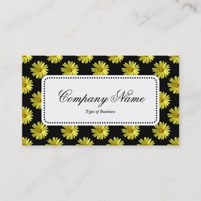 Centre Label v5 - Yellow Daisies Business Card (Front)