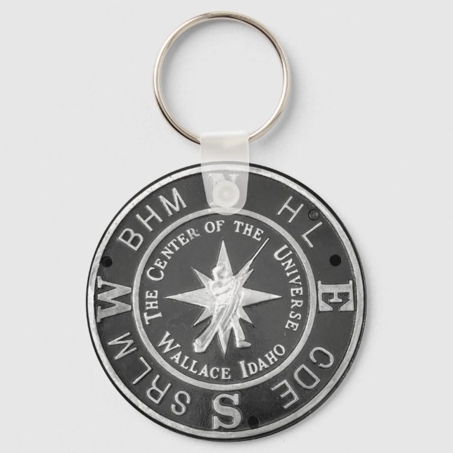 Centre of the Universe in Wallace Idaho Keychain (Front)
