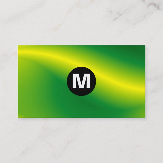 Centre Spot Monogram - Green Wave Business Card (Front)