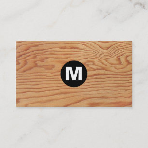 Centre Spot Monogram - Wood Texture Business Card